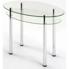 Glass dining table D-11-2 with tempered glass and chrome legs